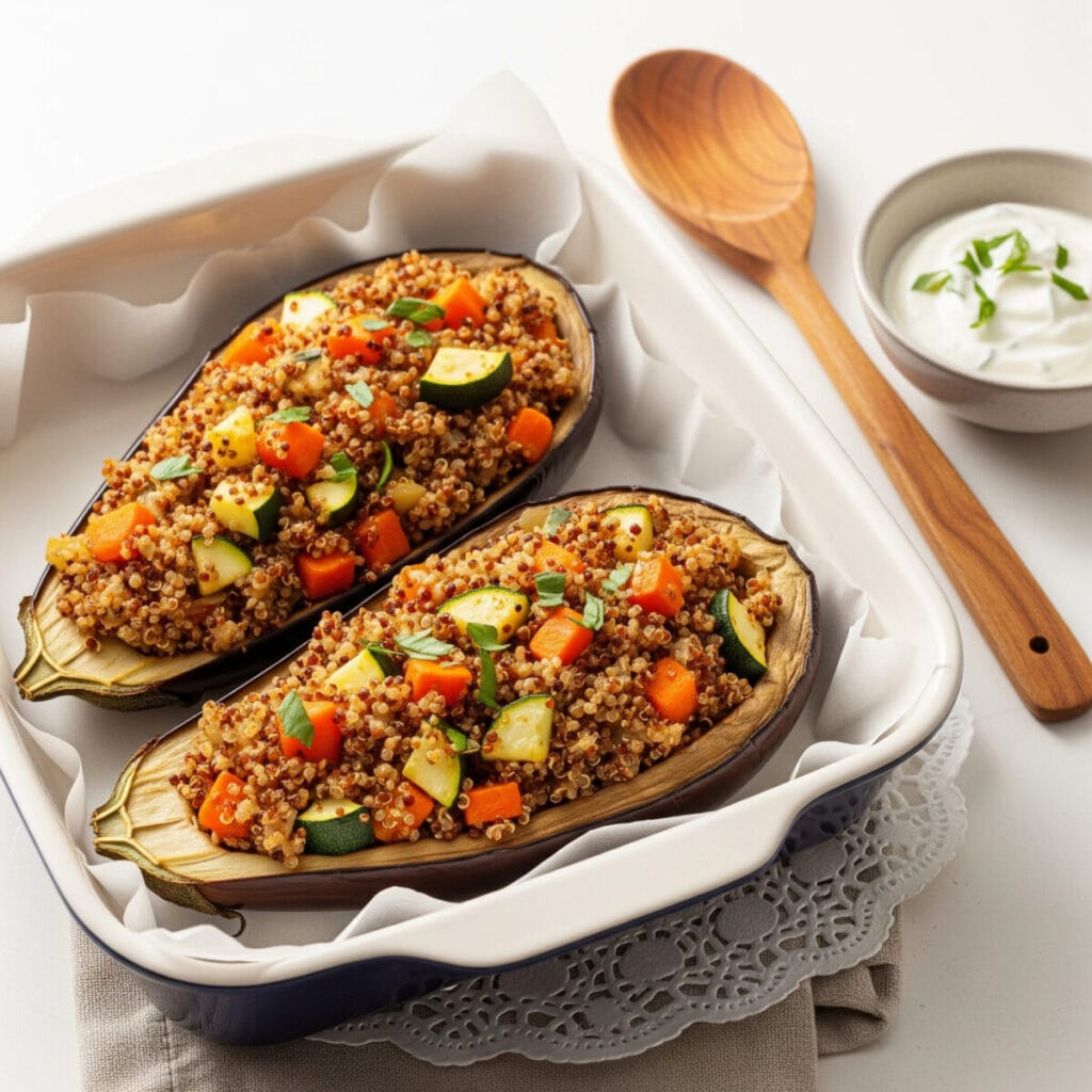 4. Quinoa z pieczonymi warzywami i jogurtem